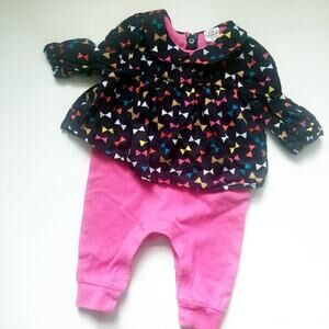 Baby Gap Layered Look Romper sz 0-3m Peter Pan collar Pink One Piece